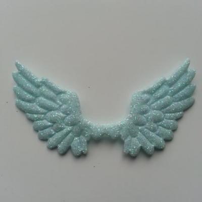 applique ailes d'ange en tisu pailleté  65*35mm vert pastel