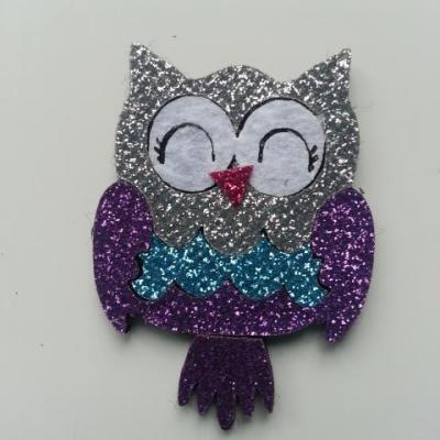 applique hibou paillette violet 40*50mm