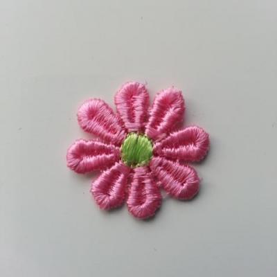 Fleur en dentelle bicolore  30mm rose et vert