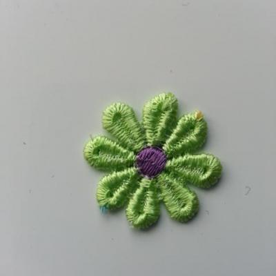 Fleur en dentelle bicolore  30mm vert et violet