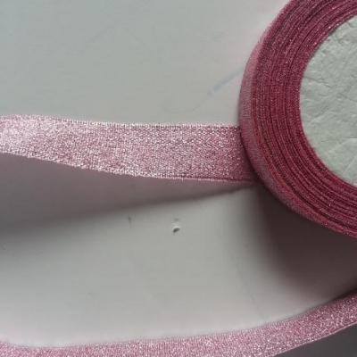 1 metre de ruban  rose et argent métallisé 20mm de largeur