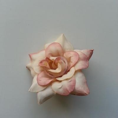 fleur en tissu de 40mm ivoire et vieux rose