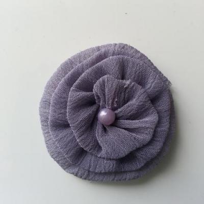 rosette en tissu crêpe gris foncé 40mm