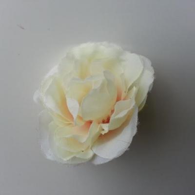 fleur tissu pivoine ivoire et peche  40mm