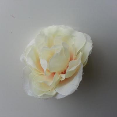 fleur tissu pivoine ivoire et peche 40mm