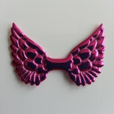 applique ailes d'ange en tissu brillant 50*30mm rose fuchsia