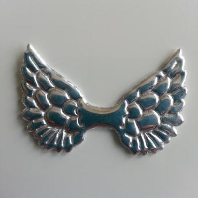 applique ailes d'ange en tissu brillant 50*30mm argent