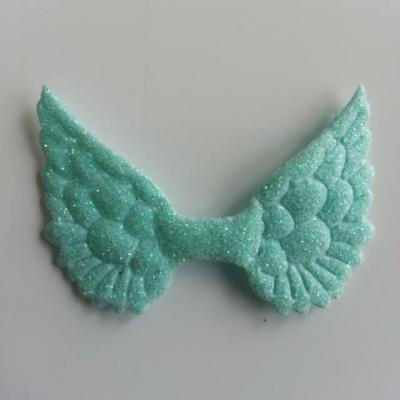 applique ailes d'ange en tissu pailleté  50*30mm vert pastel