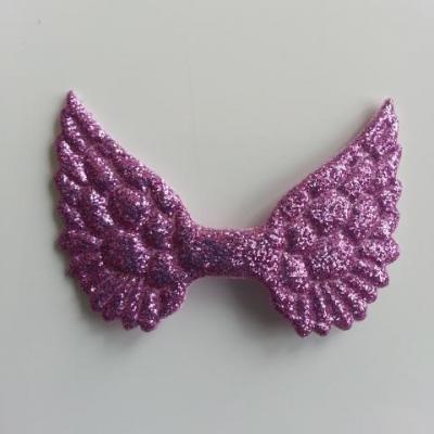 applique ailes d'ange en tissu pailleté  50*30mm mauve