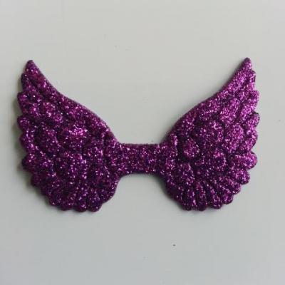 applique ailes d'ange en tissu pailleté  50*30mm violet