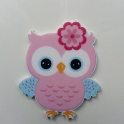 Cabochon plat en résine chouette hibou  rose 38*47mm 