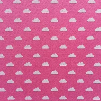 Carré de feutrine motif nuage 15*15cm rose