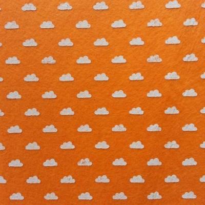 Carré de feutrine motif nuage 15*15cm orange