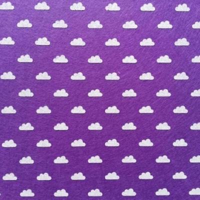 Carré de feutrine motif nuage 15*15cm violet