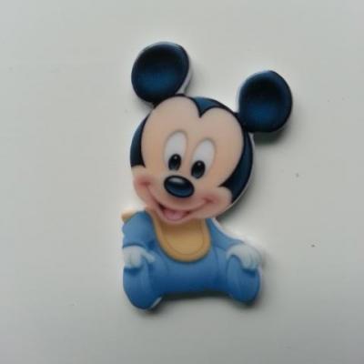 Cabochon plat en résine  souris baby bleu 35*20mm