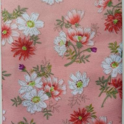 carré de tissu peche motif fleur 49*49cm