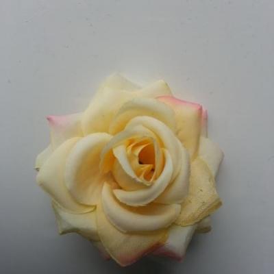 rose artificielle en tissu  de 60mm jaune pale