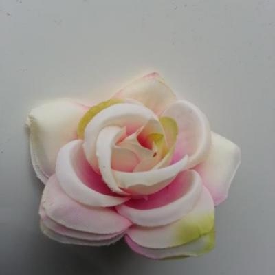 rose artificielle en tissu  de 60mm ivoire rose vert