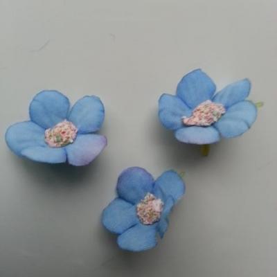 lot de 4 fleurs artificielles en tissu 25mm  bleu