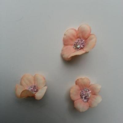 lot de 4 fleurs artificielles en tissu 25mm  peche