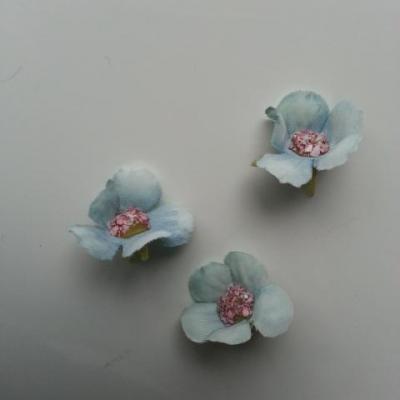 lot de 4 fleurs artificielles en tissu 25mm  bleu vert