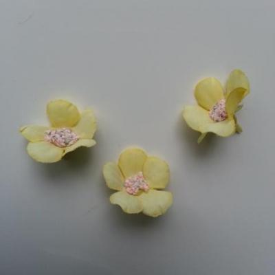 lot de 4 fleurs artificielles en tissu 25mm  jaune