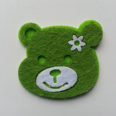 tete ours, ourson en feutrine 45*40mm vert