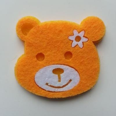 tete ours, ourson en feutrine 45*40mm orange