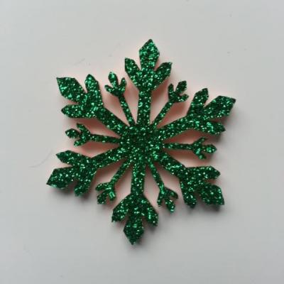 flocon de neige etoile de noel feutrine  pailleté  40mm vert