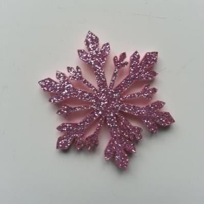 flocon de neige etoile de noel feutrine  pailleté  40mm rose