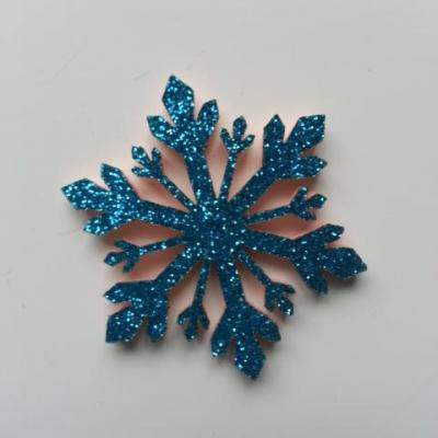 flocon de neige etoile de noel feutrine  pailleté  40mm bleu