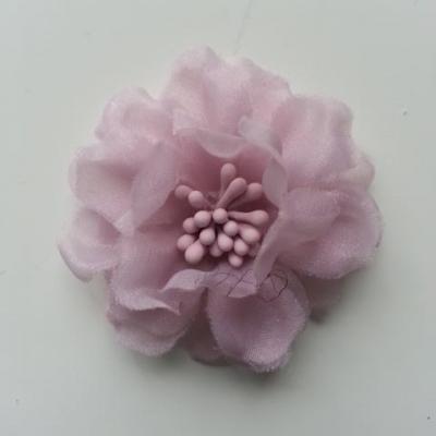 fleur en voile organza et pistils 45mm mauve
