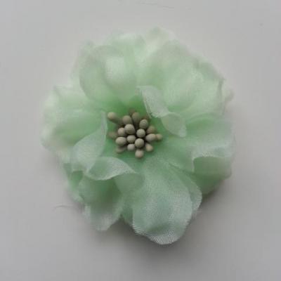 fleur en voile organza et pistils 45mm vert