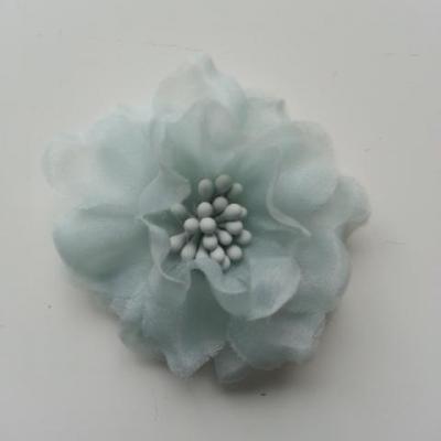 fleur en voile organza et pistils 45mm bleu ciel