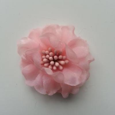 fleur en voile organza et pistils 45mm rose