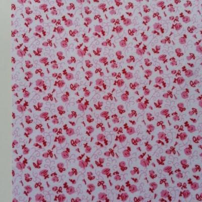 Feuille de tissu autocollant     21*14.5 cm fleuri rose et blanc