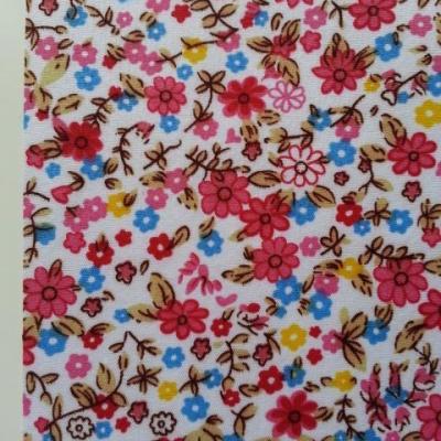 Feuille de tissu autocollant     21*14.5 cm fleuri bleu jaune et rose