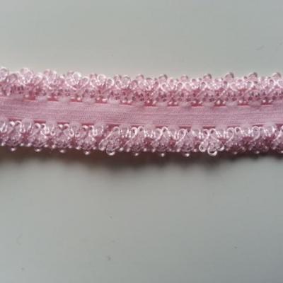 Bandeau élastique dentellé rose pale