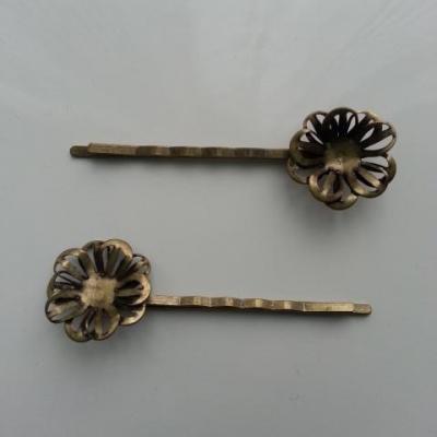 Lot de 2 barrettes filigrane couleur bronze 65*25mm