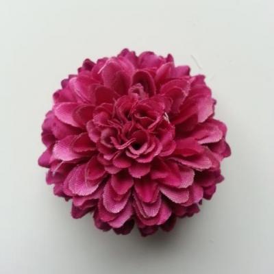 Fleur  pompon en tissu  prune 50mm