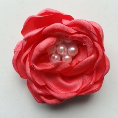 fleur satin de soie centre perle 55mm rose saumon