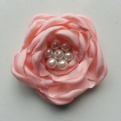 fleur satin de soie centre perle 55mm peche