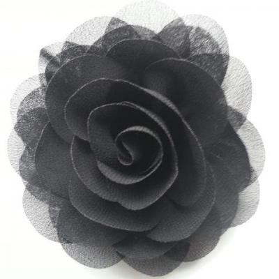 fleur de pavot en mousseline 80mm noir