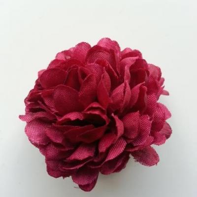 Fleur  pompon en tissu bordeaux 50mm