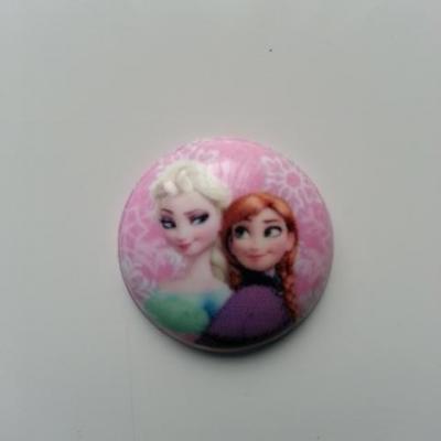 cabochon en résine  anna et elsa 25mm rose