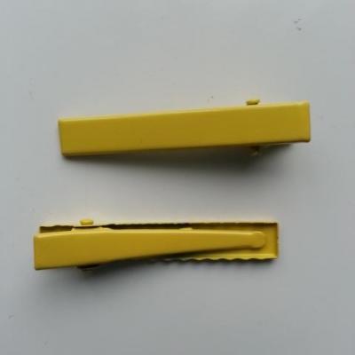 lot de 2 barrettes crocodile en métal 45mm jaune