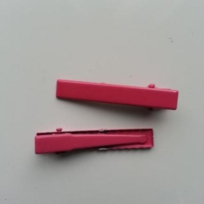 lot de 2 barrettes crocodile en métal 45mm rose fuchsia