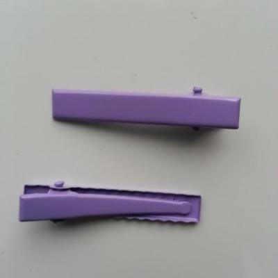 lot de 2 barrettes crocodile en métal 45mm mauve