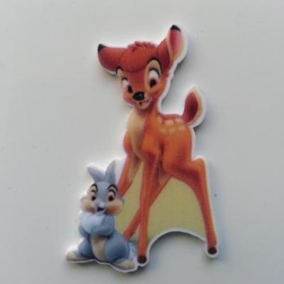 cabochon en resine plat faon bambi et lapin panpan  30*45mm