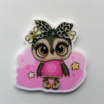 cabochon en résine hibou chouette rose  35*35mm